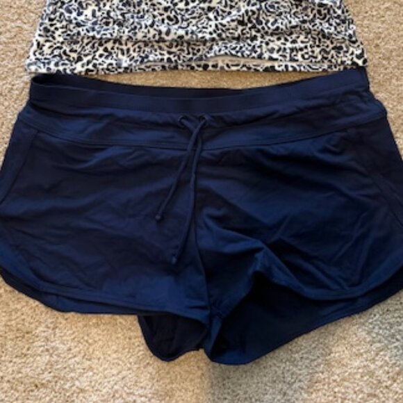 Athleta Kata Swim Shorts M Drawstring Athletic Blue 983914 - Picture 2 of 3